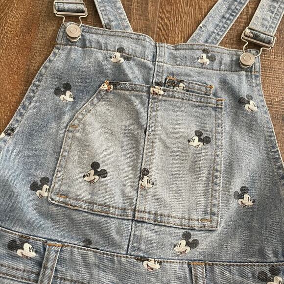 Disney Parks Mickey Mouse Denim Jeans Short Overalls Size M JUNIORS - Picture 4 of 9
